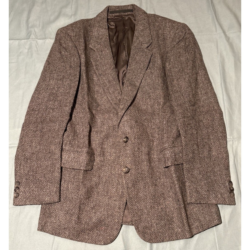 Calvin Klein Vintage Herringbone Tweed Blazer Mens Brown Grey Made in France